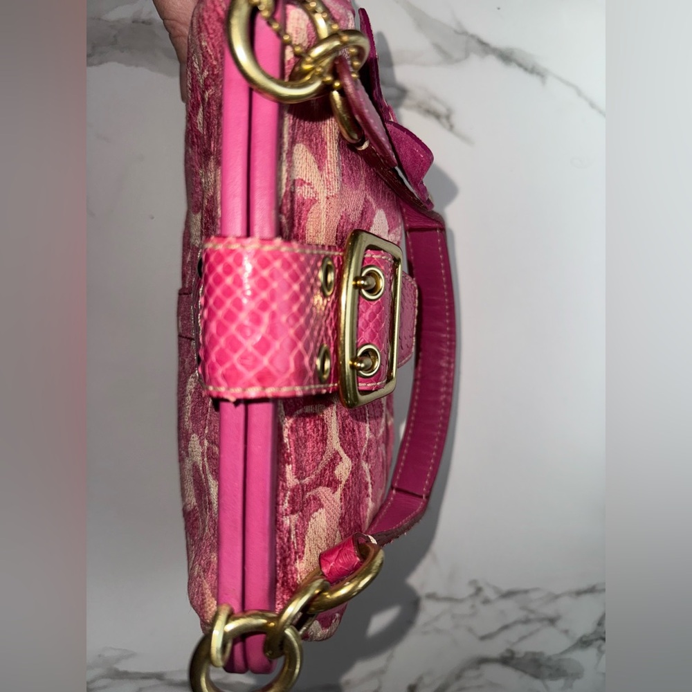 Coach Signature Pink Chenille Python Collector’s Satchel Rare #8F50 - Picture 7 of 7